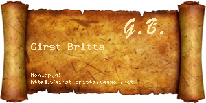 Girst Britta névjegykártya